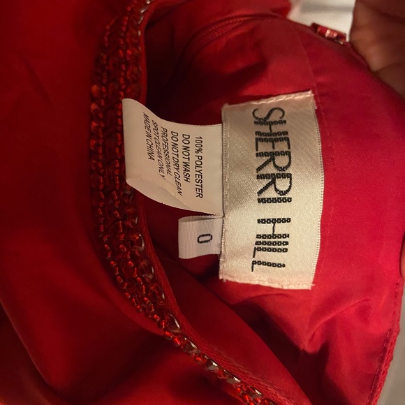 Red Sherri Hill two piece prom dress - Picture 2 of 7